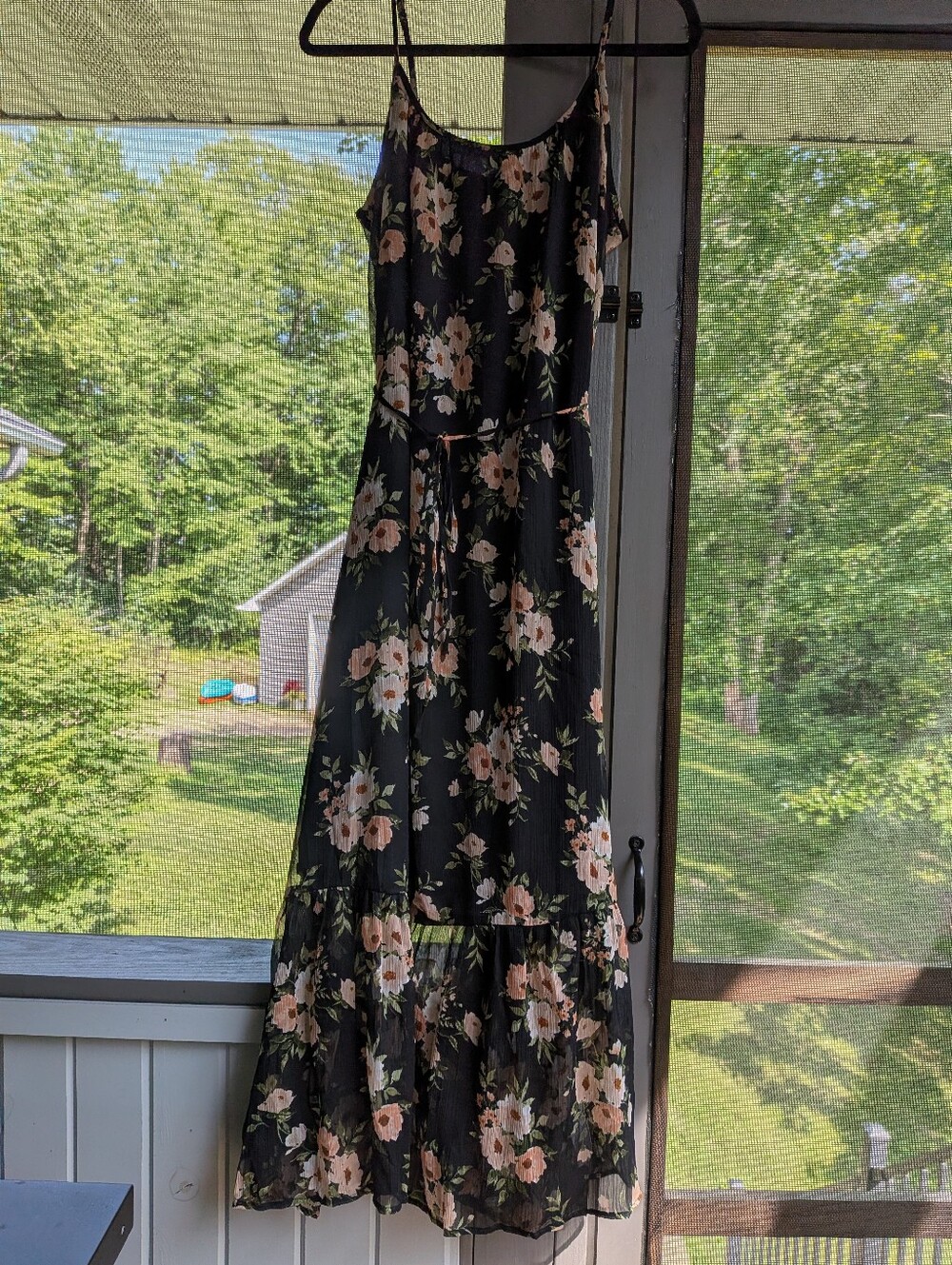 Old Navy Black Floral Scoop Neck Dress NWT